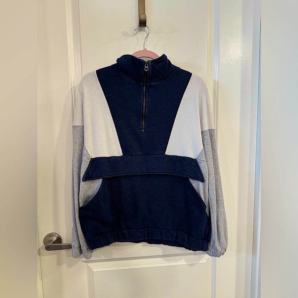 American Eagle Oversized Quarter Zip Sweatshirt with Pockets
